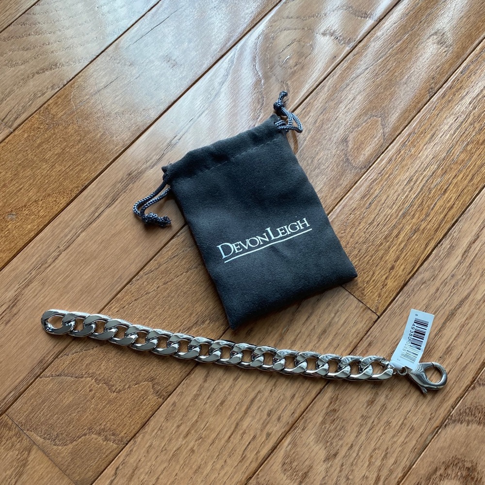 New! Unisex Devon Leigh Silver Link Chain Bracelet